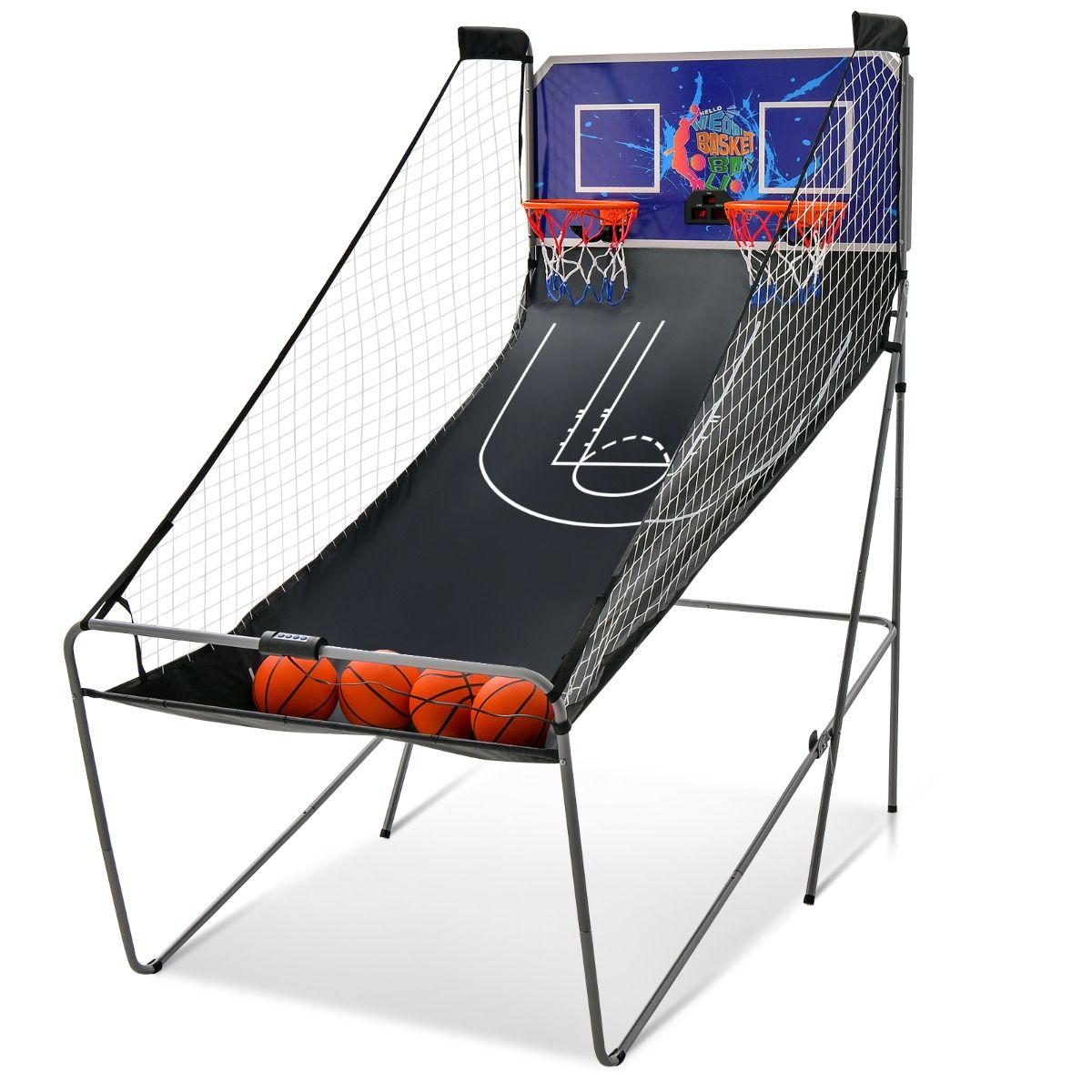 Coast Elektronisches Basketballspiel für drinnen – Doppelwurf – Automatische Punkteanzeige – Dunkelblau + Schwarz