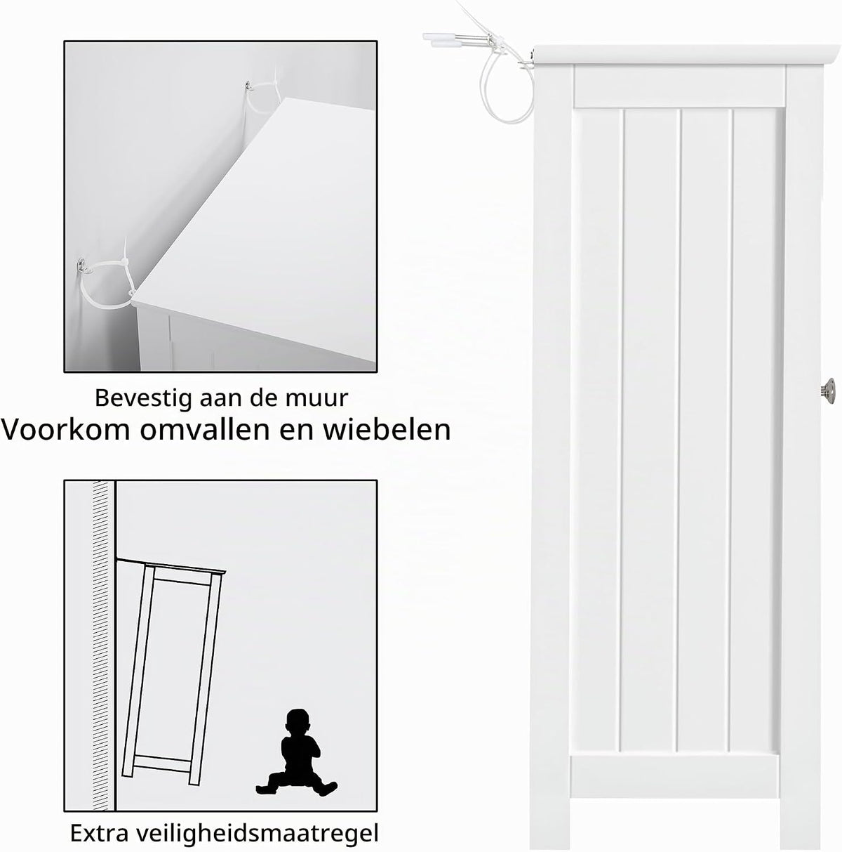 Yaheetech Badezimmerschrank mit 2 Türen und verstellbaren Einlegeböden – 60 x 30 x 80,5 cm – Weiß
