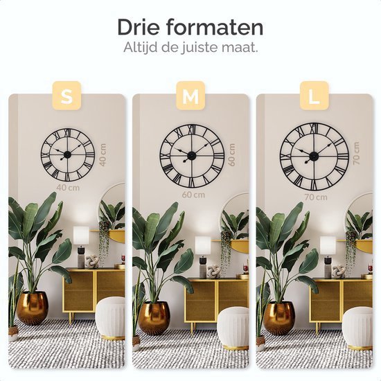 Goliving Wanduhr Industrial - Geräuschloses Uhrwerk - Moderne Wanduhr - Metall - Ø 60 cm - Schwarz