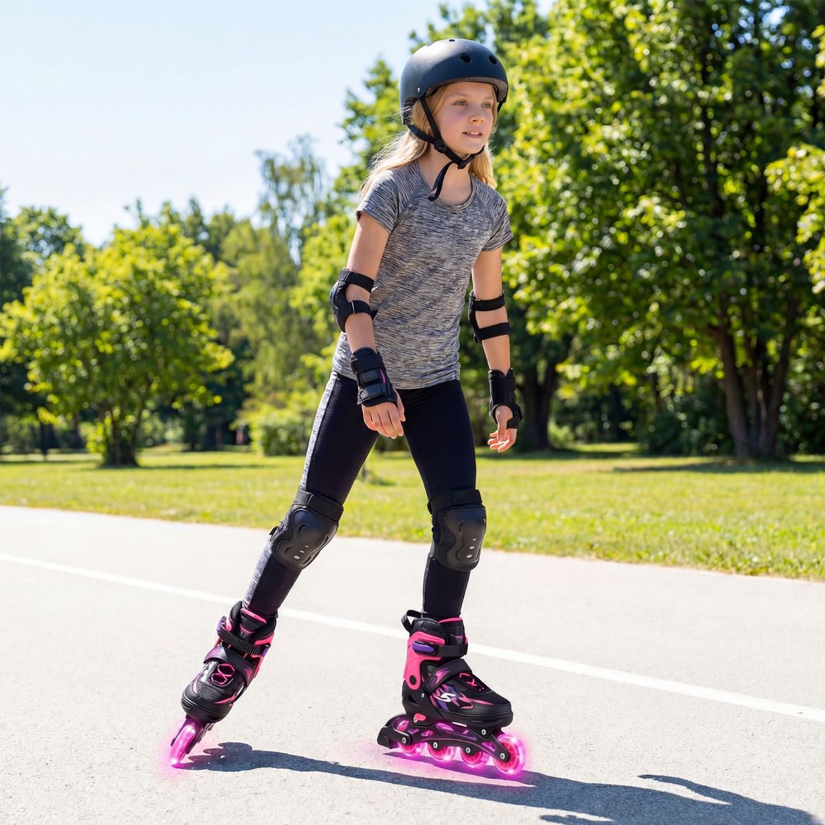 Coast Inlineskates für Kinder – verstellbar – leuchtende Rollen – Größe 38–41 EU – Farbe: Rosa