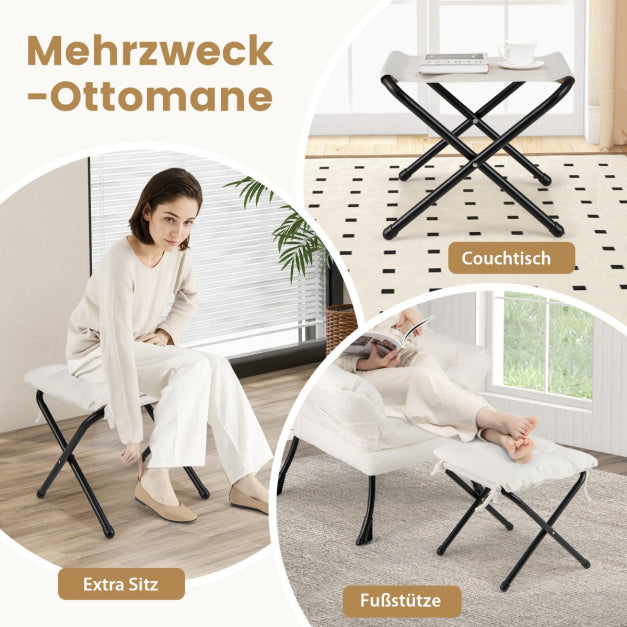 Coast Sessel PP-Baumwolle - Max 150KG - Inkl. Fußstütze - 80 x 74 x 97 cm - Weiß