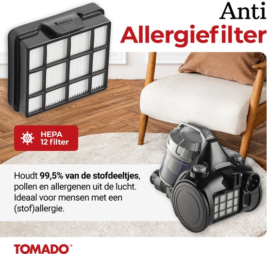 Tomado TVC2001B - Beutelloser Staubsauger - 2 Liter - Beutellos - HEPA 12-Filter - Leichtgewicht - Schwarz