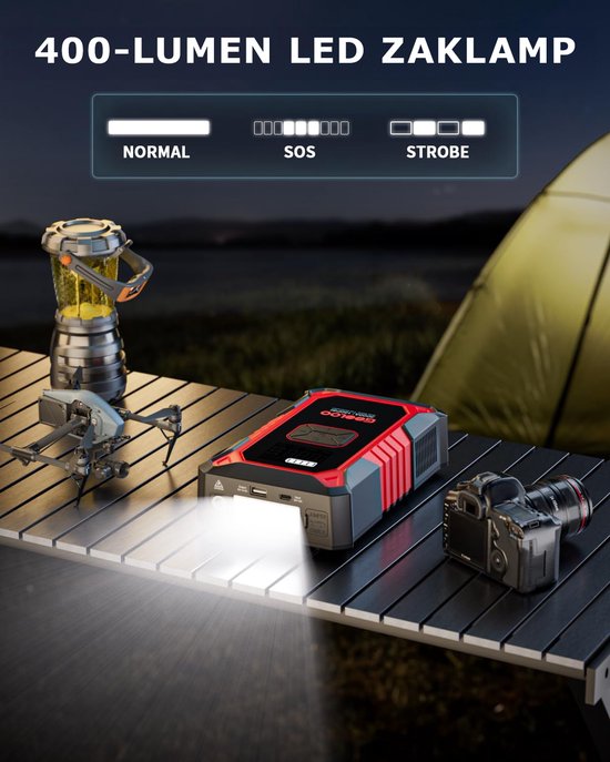 GOOLOO A3 – Tragbarer Starthilfe-Akku mit Kompressor und Powerbank – 3000 A – 12-V-Fahrzeuge – USB-Schnellladung – Kompaktes Design – LED-Taschenlampe – Für Auto, Motorrad und Boot