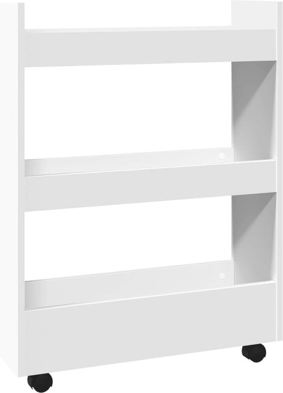 vidaXL – Schmal – Aufbewahrungswagen – 3 Schubladen – Weiß – Behandelt – Holz