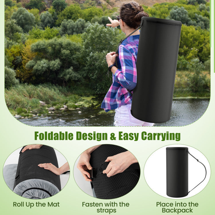 Coast faltbare graue Campingmatratze 74 x 30,5 x 6,5 cm mit Memory-Schaum und rutschfester Unterseite