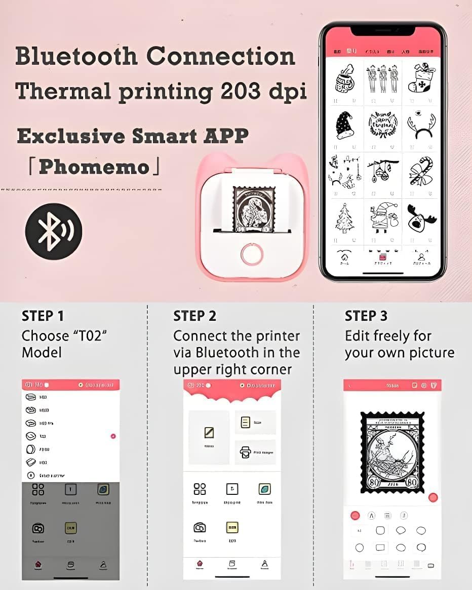 Gienslru Mini Pocket Printer – Tragbarer Bluetooth-Thermodrucker für Fotos – Tintensparend – 3,8 x 8,6 x 8,9 cm – Grün