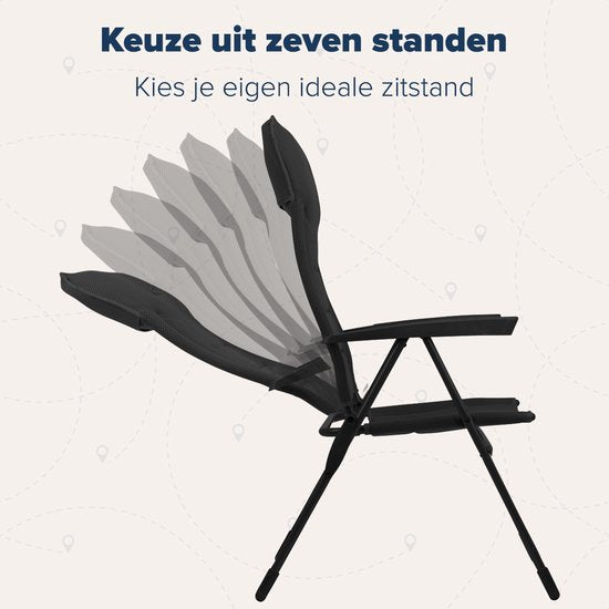 TRVLMORE Campingstuhl - 7 Positionen - Duo Pack - 120 kg Belastbarkeit - Liegeposition - Klappstuhl - Klappstuhl - Schwarz