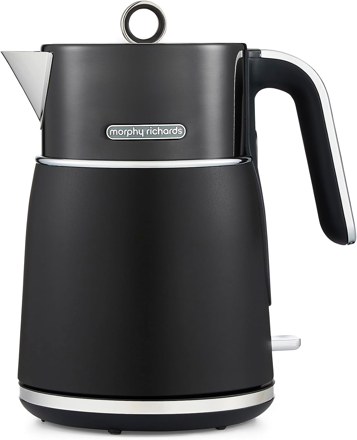 Morphy Richards Signature Opulent Wasserkocher 1,5 l – Rapid Boil 3000 W – Edelstahl, schwarz-transparent – 23,7 x 16,7 x 26,8 cm