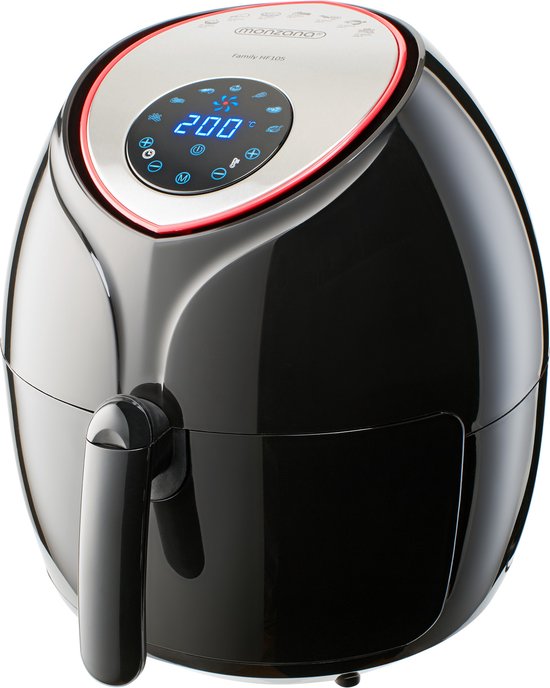 Monzana Heißluftfritteuse – 6,5 l XXL, LED & Timer, 1850 W – Schwarz
