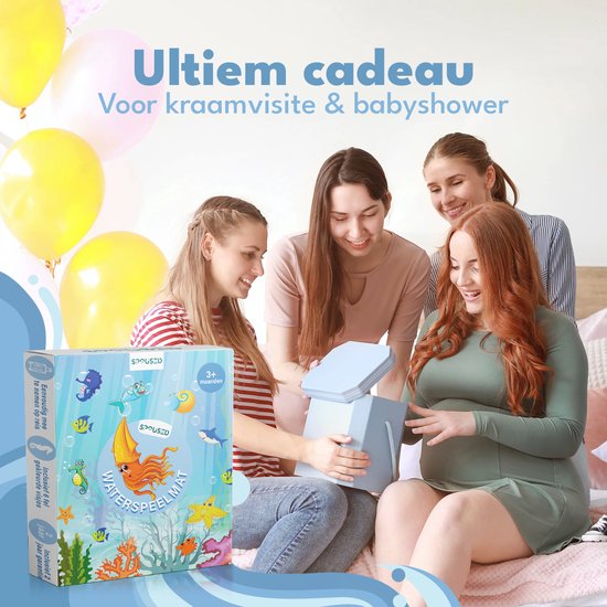 Spoused Wasser Spielmatte - Wasser-Matte - Spielmatte Baby - Tummy Time - Luxus-Geschenk-Box