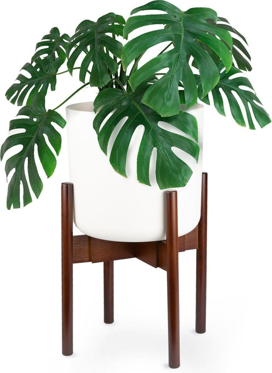 LifeGoods Pflanzenständer - Ausziehbarer Blumenständer - Pflanztisch - 20 bis 30 cm - Dunkler Bambus