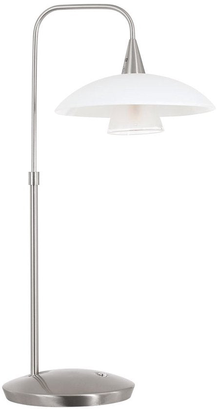 Tischlampe „Tallerken“ 2657ST – Stahl/Weiß – Modernes Design – Inklusive LED-Leuchtmittel – Steinhauer