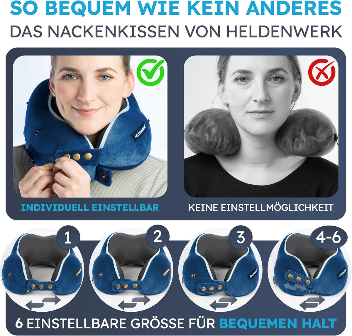 Heldentum Nackenkissen - Waschbar - Marineblau