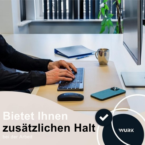 WURK - Professionelle Schreibtischunterlage Kunstleder - Schreibtisch-Organizer - Inklusive Kabelclip - 80x40 -Beige