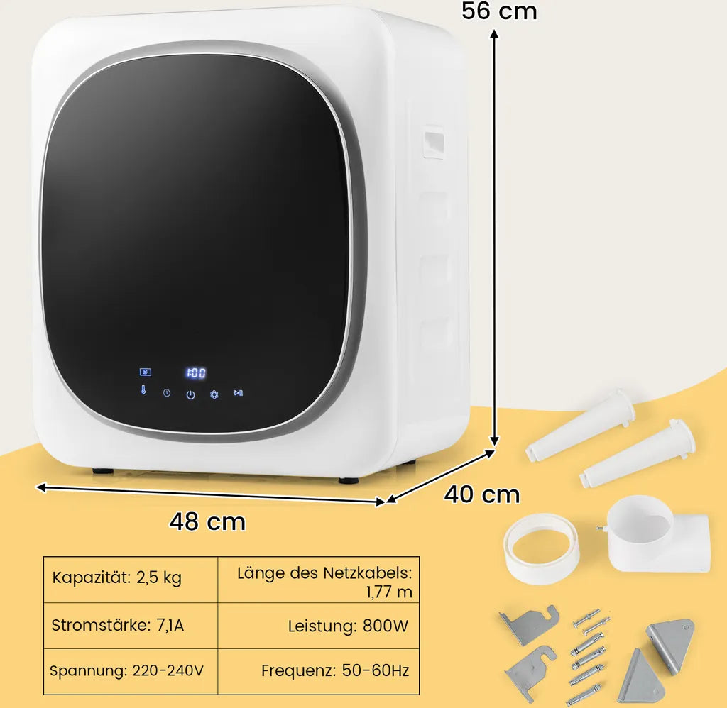 COSTWAY Mini-Wäschetrockner 800 W, 5 kg Weiß