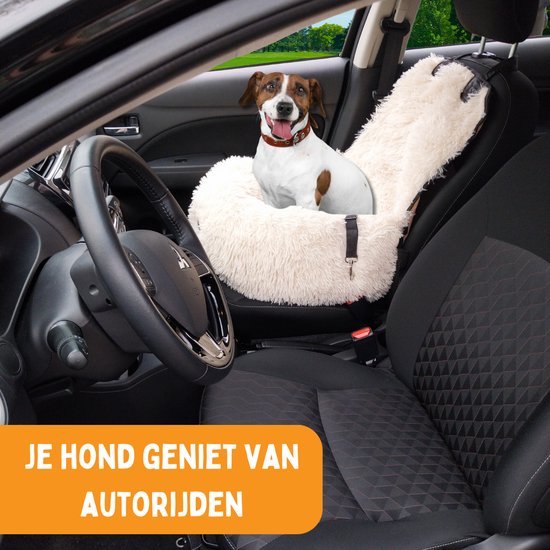 By Cee Cee Autositz Hund Deluxe - Hundekorb Auto mit Sicherheitsgurt - Autokorb Hund - Hundesitz - Autositz - Beige - Beifahrersitz