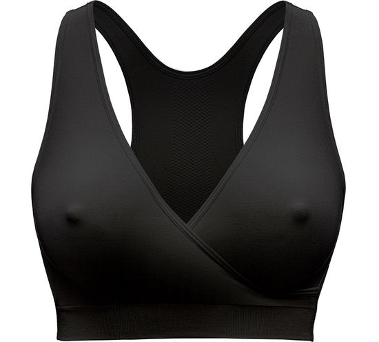 Medela Keep Cool Sleep-BH – Nahtloser Schlaf-BH – Schwangerschafts-BH – Still-BH mit 2 atmungsaktiven Zonen – Soft-Touch-Material – Schwarz – Größe S
