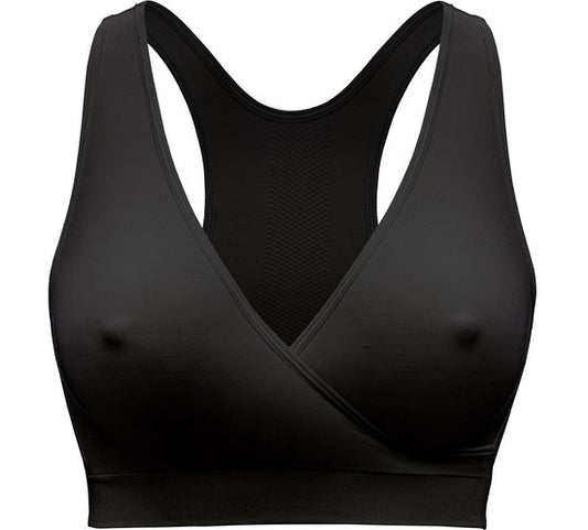 Medela Keep Cool Sleep-BH – Nahtloser Schlaf-BH – Schwangerschafts-BH – Still-BH mit 2 atmungsaktiven Zonen – Soft-Touch-Material – Schwarz – Größe S