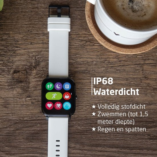 BREND Smartwatch für Frauen und Männer - Schrittzähler, Blutdruckmesser und Herzfrequenzmesser - Sportuhr - wasserdicht - weiß