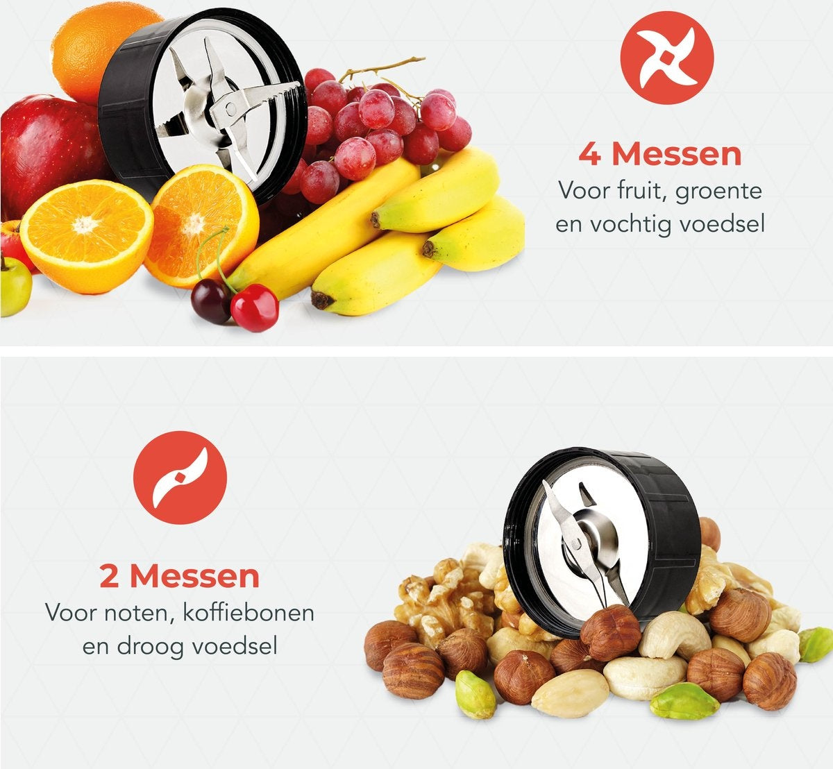 KitchenBrothers Smoothie Mixer - 13-teiliges Set - 4 Becher - Smoothie Maker To Go - 350W - Edelstahl