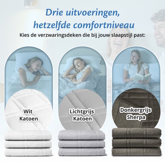 Ella Beschwerungsdecke - 9 kg - OEKO-TEX Baumwoll-Beschwerungsdecke 135 x 200cm - Beschwerungsdecke - Weiß