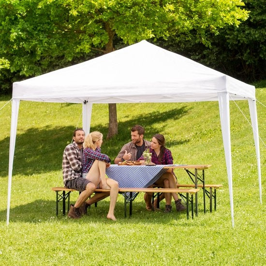 tectake - Gartenpavillon Linosa faltbar - Wasserabweisend - Inkl. Tragetasche, Abspannseile und Heringe - 3x3m - weiß