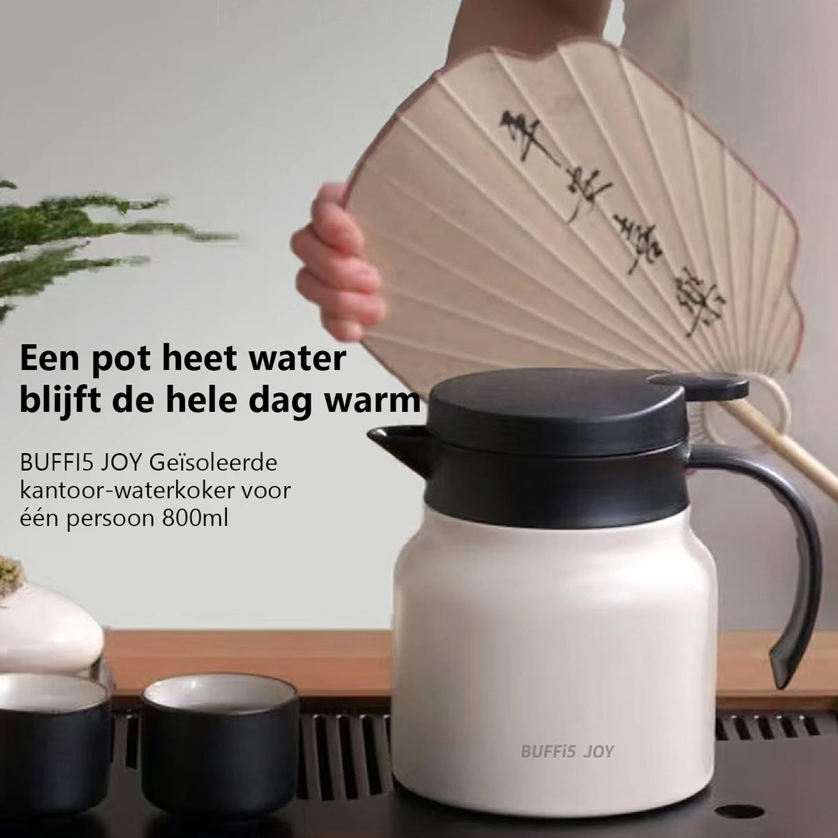 LIFEPAL Thermoskanne mit Teefilter – 800 ml – Innenwand aus Edelstahl 316 – 8-lagige Isolierung – Weiß