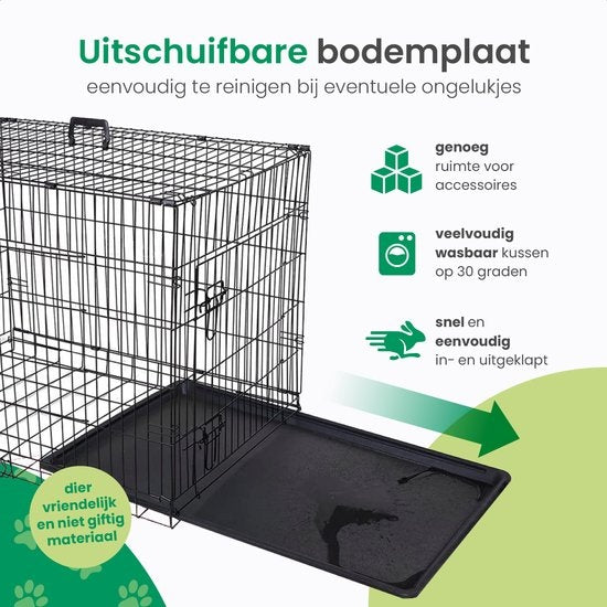 Gopets Hundebank faltbar XL - Bank - Für Hunde - Inkl. Hundekissen - 2 Türen - 107 x 71 x 76 cm