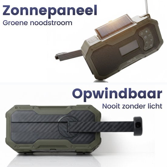 Solarbetriebenes Notradio mit Handaufzug – DAB+ / FM-Notradio – 5000 mAh Powerbank mit Solarenergie – Baustellenradio – Badezimmerradio – Notfallpaket