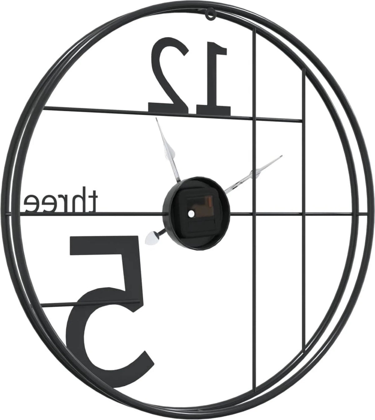 VidaXL Wanduhr Ø 50 cm – Geräuschloses Uhrwerk ohne Ticken – Rustikales Zifferblatt mit Maserung – Schwarz, Eisen