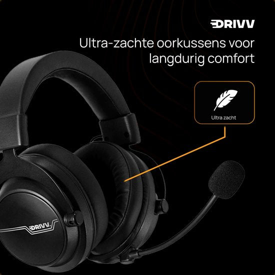 Drivv. PRO Wireless Gaming Headset mit Mikrofon - Bluetooth Game Headset geeignet für PS4, PS5, Xbox Serie und PC - Wireless 2.4GHz