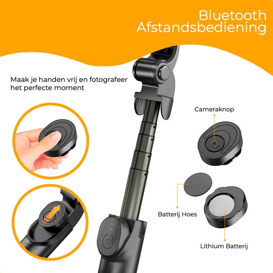 Selfie Stick 3 in 1 - Selfie Ringlicht mit Stativ Smartphone - Selfie Stick Stativ - Ringlicht mit Fernbedienung - 9 Lichtmodi - Ringlicht mit Stativ