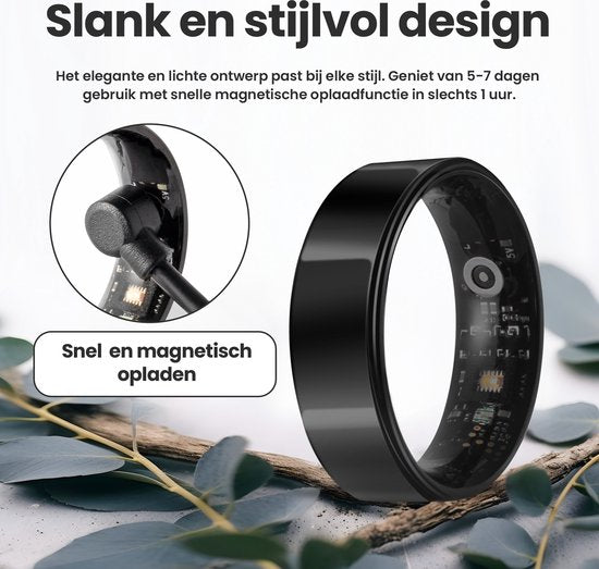 Smart Ring - Größe 7 - für Frauen und Männer - Activity Tracker - Wearables - Schwarz - von Saaf