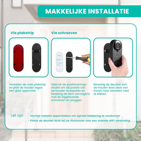 Video-Türklingel mit Kamera - inkl. Gong & 128GB SD - drahtlos - intelligente Türklingel - mit App - Schwarz - von Saaf