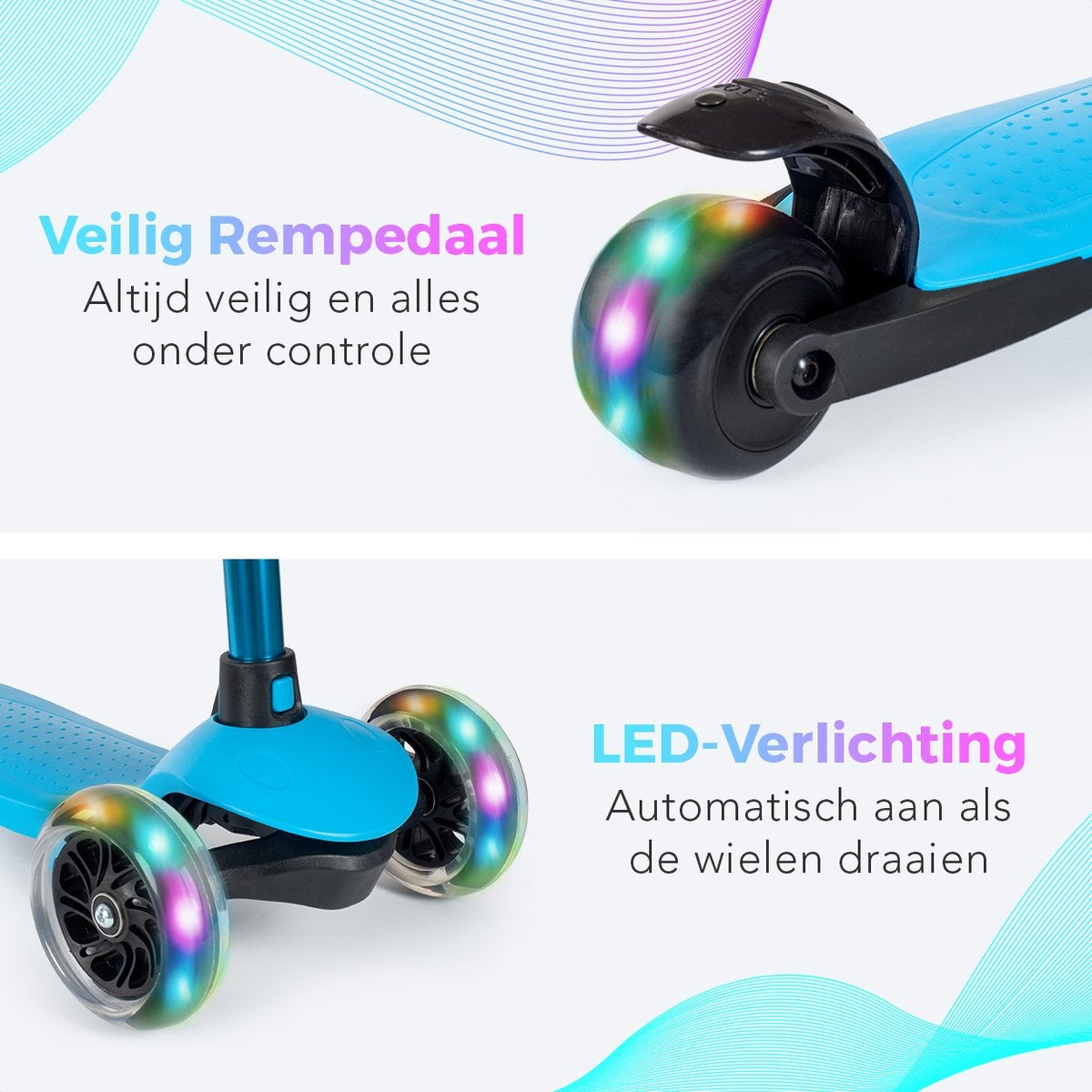 LifeGoods HappyStep - Kinder-Roller - Alter 2-5 Jahre - 3 leuchtende Räder - Jungen/Mädchen - Blau