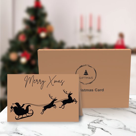 Giftmas - Weihnachtskarten - Grußkarten - 36 Stück - Mit Umschlägen und Aufklebern - 10x15cm - Braun
