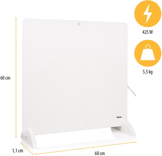 Tristar KA-5090 Infrarot-Flächenheizung – 425 Watt – Einstellbarer Thermostat – IP44 spritzwassergeschützt – Weiß