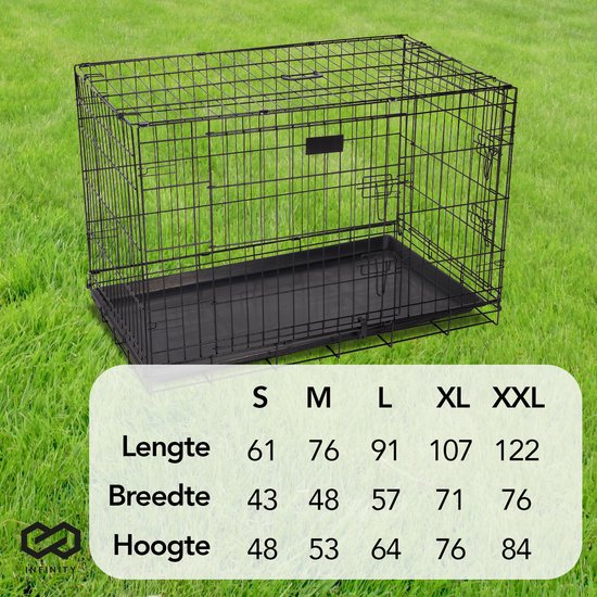 Infinity Goods Hundebank - Bank für Hunde - Größe L - klappbar - 91 x 58 x 65 CM - 2 Türen - Schwarz