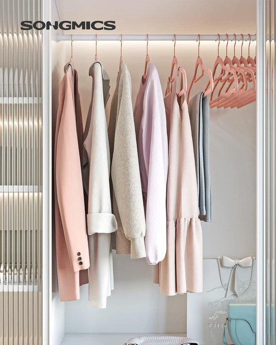Samtkleiderbügel, 50 Stück, rutschfeste Kleiderbügel mit drehbarem Haken in Roségold – platzsparend, 45 cm lang, für Kleidung – Rosa CRF21PK50 Kleiderbügel