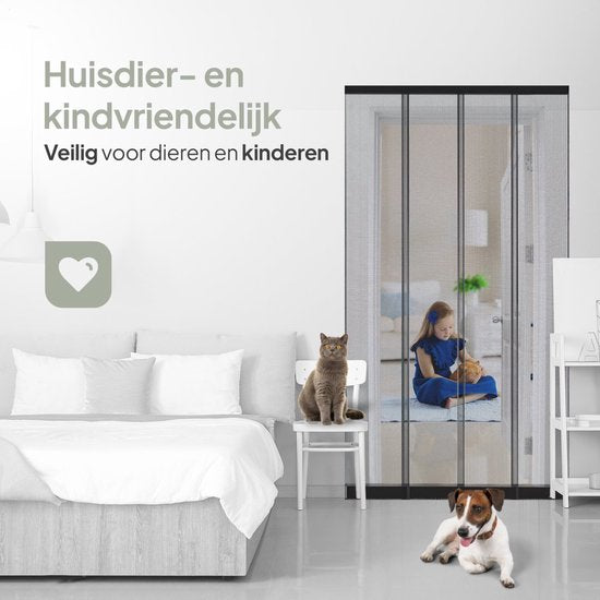 O'DADDY® Fliegengitter Lamellenvorhang - 184x260 cm - Türvorhang - Türtür - Verstellbares Design - Fiberglas - Türgitter Schwarz