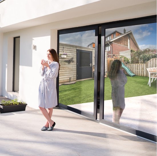 Homewell® Sonnenschutz-Fensterfolie – 60 x 200 cm – Isolierend & hitzebeständig – Sichtschutz – HR++(+) geeignet – 15 % Spiegeleffekt, silberfarben