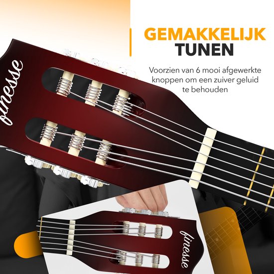 Finesse Akustikgitarre - Starter Set - Nylonsaiten - Klassische Gitarre - Gitarre Kinder & Erwachsene