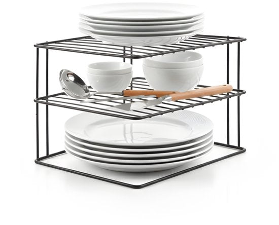 Metaltex – Tellerhalter – Schwarz – Ordnungssystem für den Küchenschrank – 25 × 25 × 19 cm