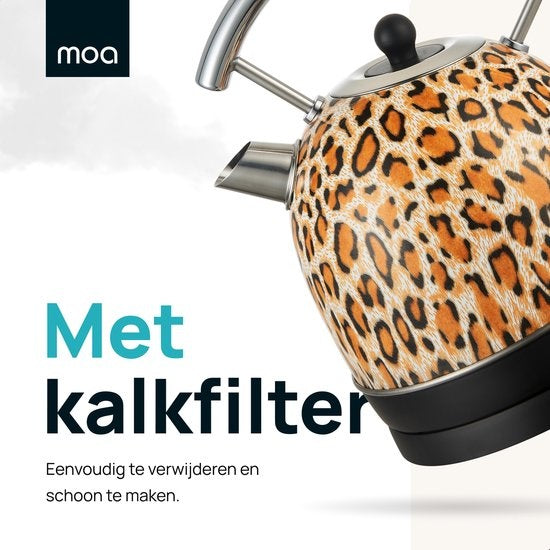 MOA Retro-Wasserkocher Panther Print - Elektrisch - Edelstahl - EK4TPA