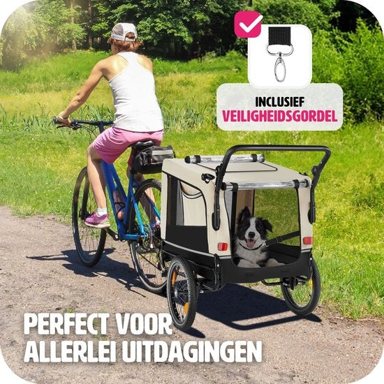 tectake - Dog WoofRider Fahrradanhänger - beige - zusammenklappbar, bis zu 40 kg - Hundebuggy Hundekinderwagen - 404945