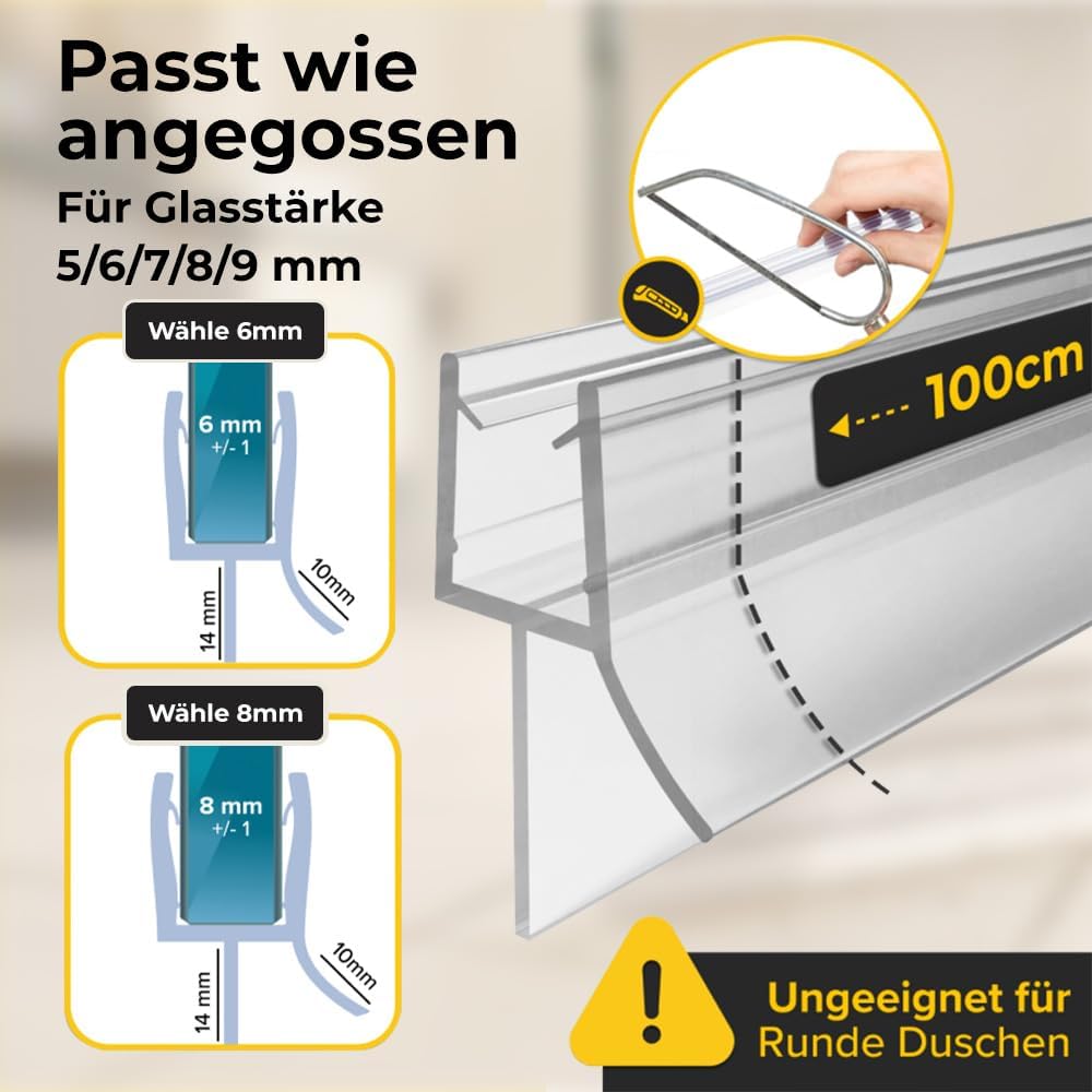 five Dots Duschabdichtung 2 Stück 6mm - Transparent