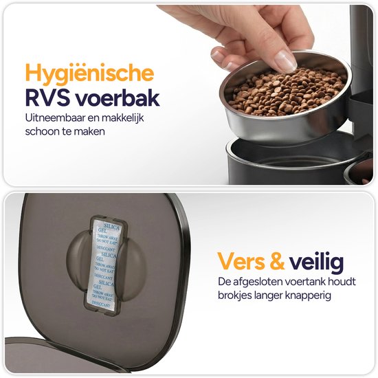 Viervoeter Feed Dual – Automatischer Futterspender 7 l – Für Katzen und Hunde – Futterspender mit App und Audio – Schwarz