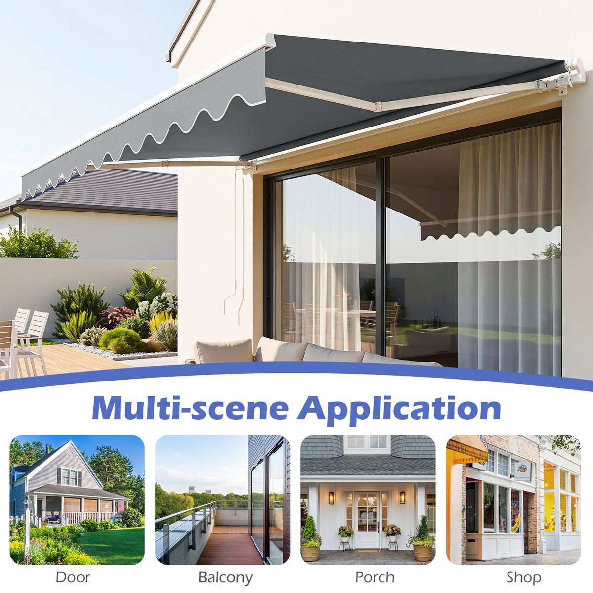 Coast Sonnenschutz-Terrassenüberdachung – einziehbar – Aluminiumrahmen – grau 3,6 x 3 m