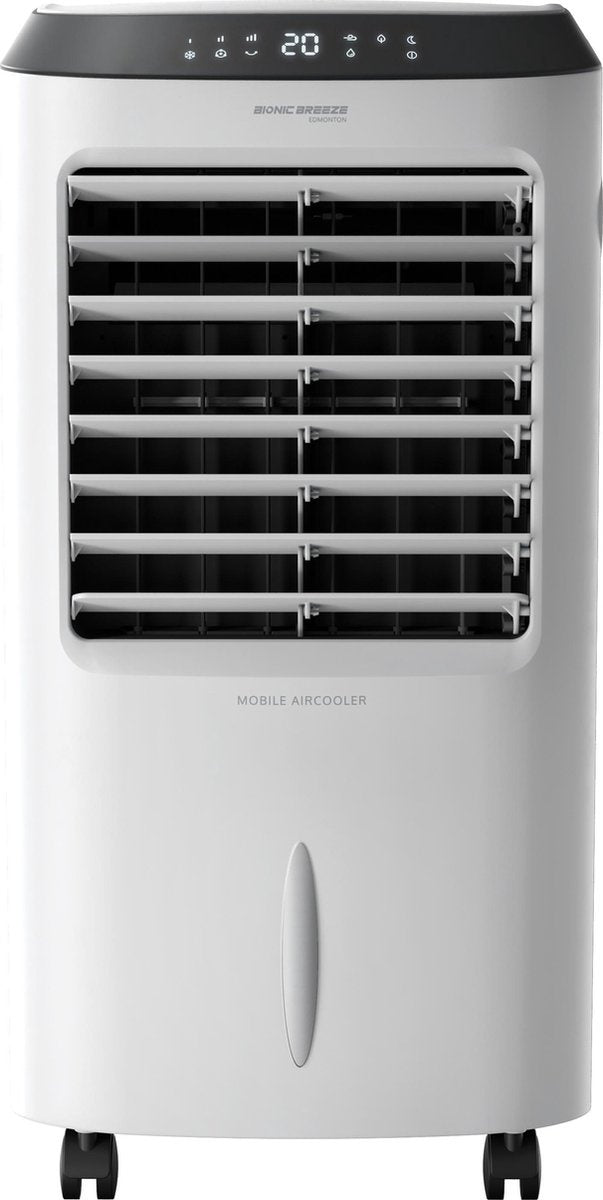 JAP Edmonton - 4in1 Mobiles Klimagerät mit Wasser - Fernbedienung und Timer - Inkl. Kühlelemente - Oszillierender Luftbefeuchter - Standventilator - Mattweiß