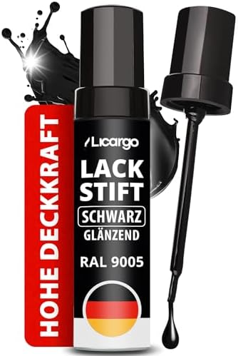LICARGO Lackstift Glänzendes Schwarz 12 ml – Hohe Deckkraft und schnell trocknend mit Präzisionspinsel